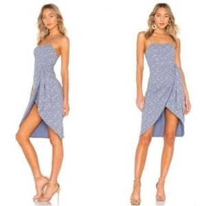 MAJORELLE ANNA BLUE DOSTY FAUX WRAP MINI DRESS FLORAL WOMENS. SIZE SMALL